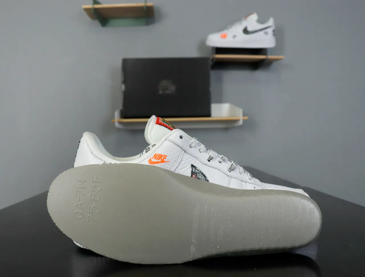 Nike Air Force 1 White Orange Black Text Tape Lifestyle Sneakers 14