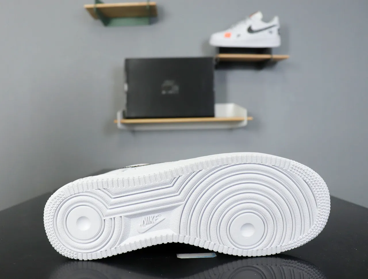 Nike Air Force 1 White Orange Black Text Tape Lifestyle Sneakers 21