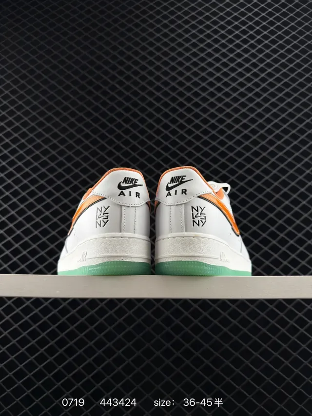 Nike Air Force 1 White Orange Green Lifestyle Sneakers 3