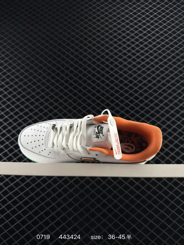 Nike Air Force 1 White Orange Green Lifestyle Sneakers 4
