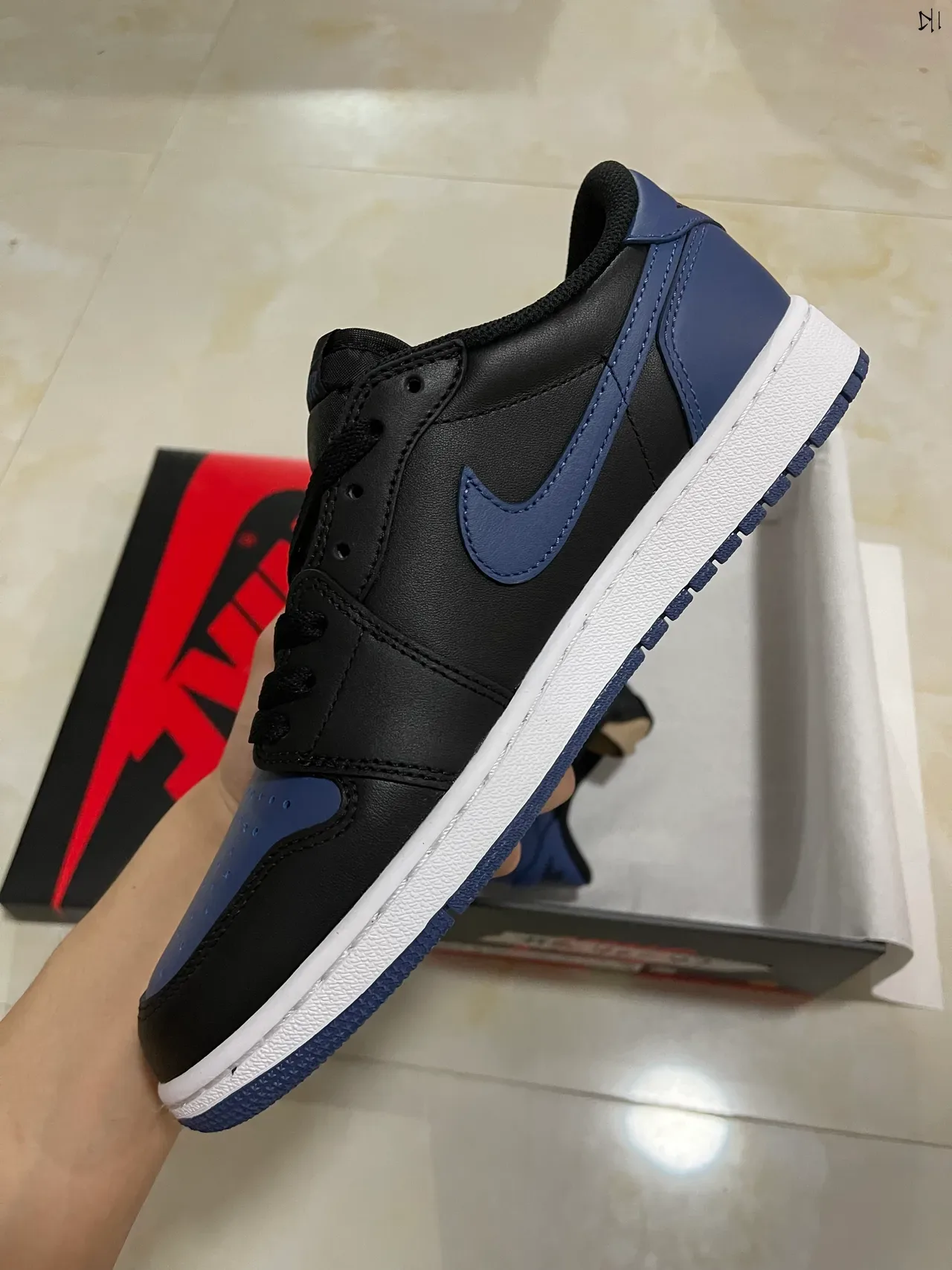 Nike Air Jordan 1 Low Black Navy Lifestyle Sneakers 4