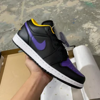 Nike Air Jordan 1 Low Black Purple Yellow Lifestyle Sneakers