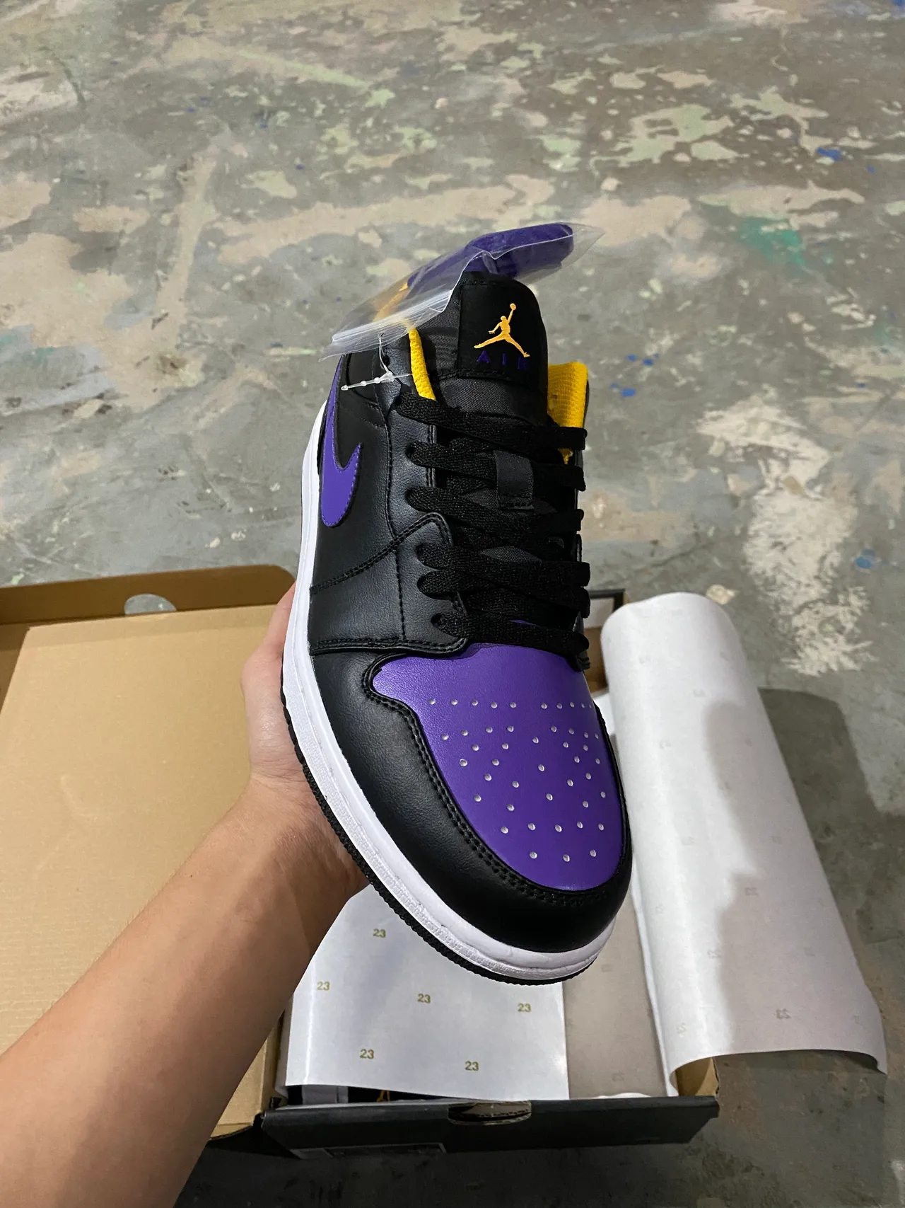 Nike Air Jordan 1 Low Black Purple Yellow Lifestyle Sneakers 2