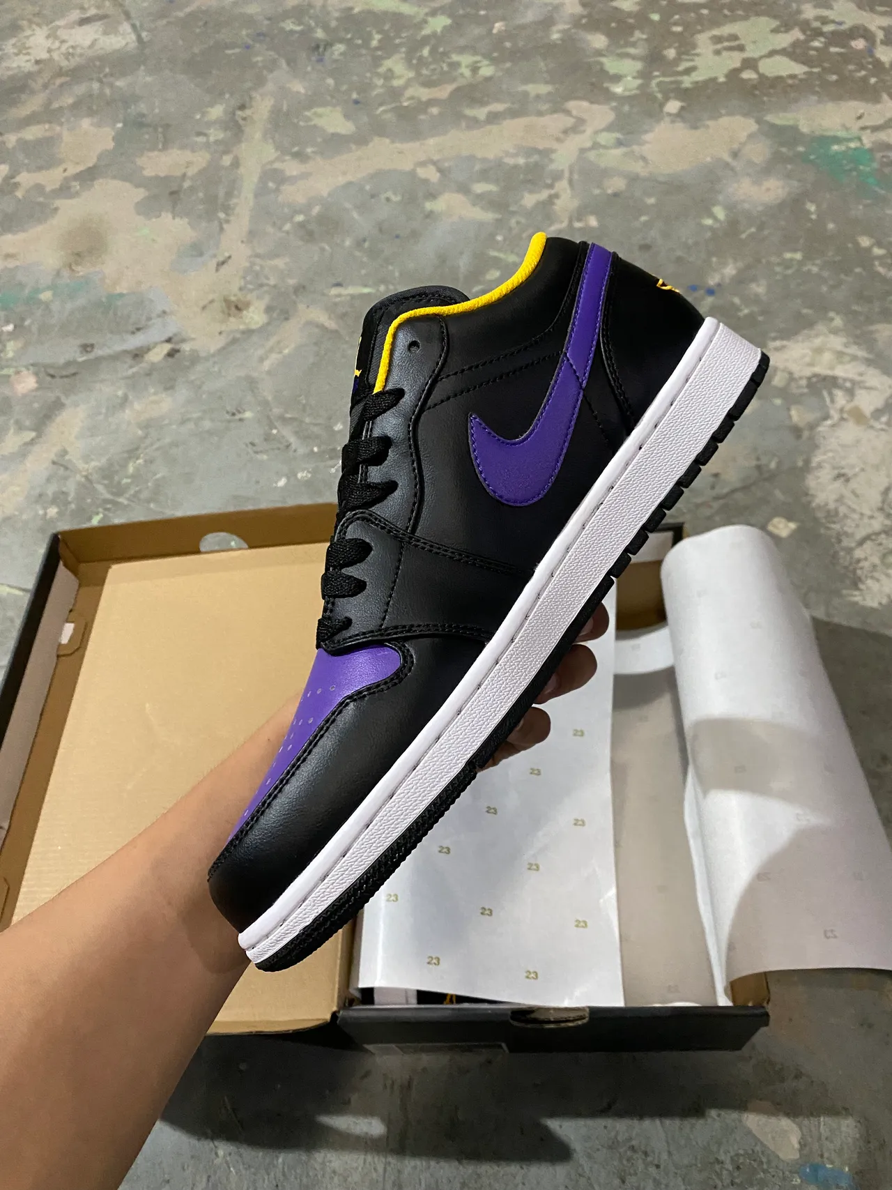 Nike Air Jordan 1 Low Black Purple Yellow Lifestyle Sneakers 4
