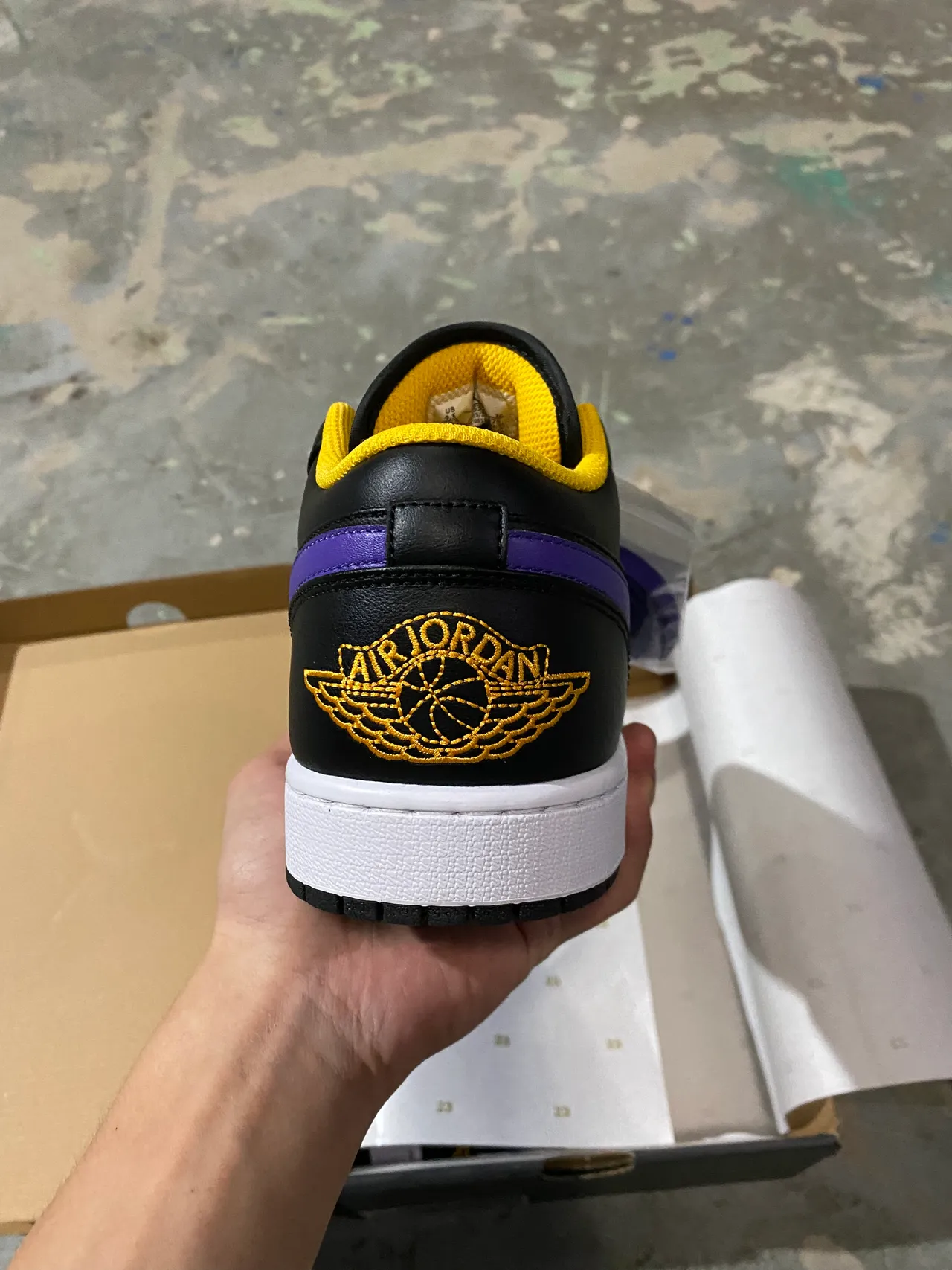 Nike Air Jordan 1 Low Black Purple Yellow Lifestyle Sneakers 6
