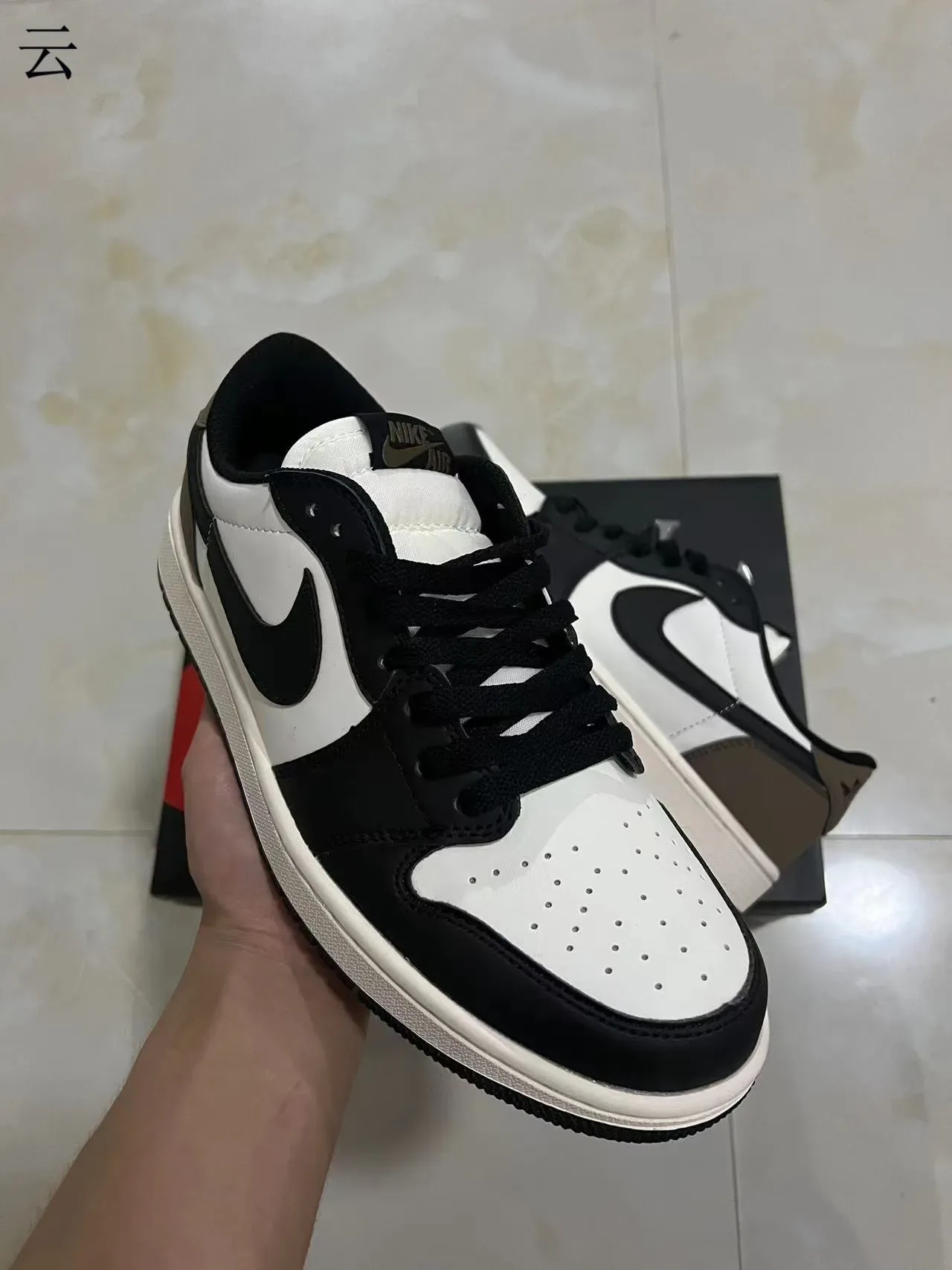 Nike Air Jordan 1 Low Black White Brown Lifestyle Sneakers 2