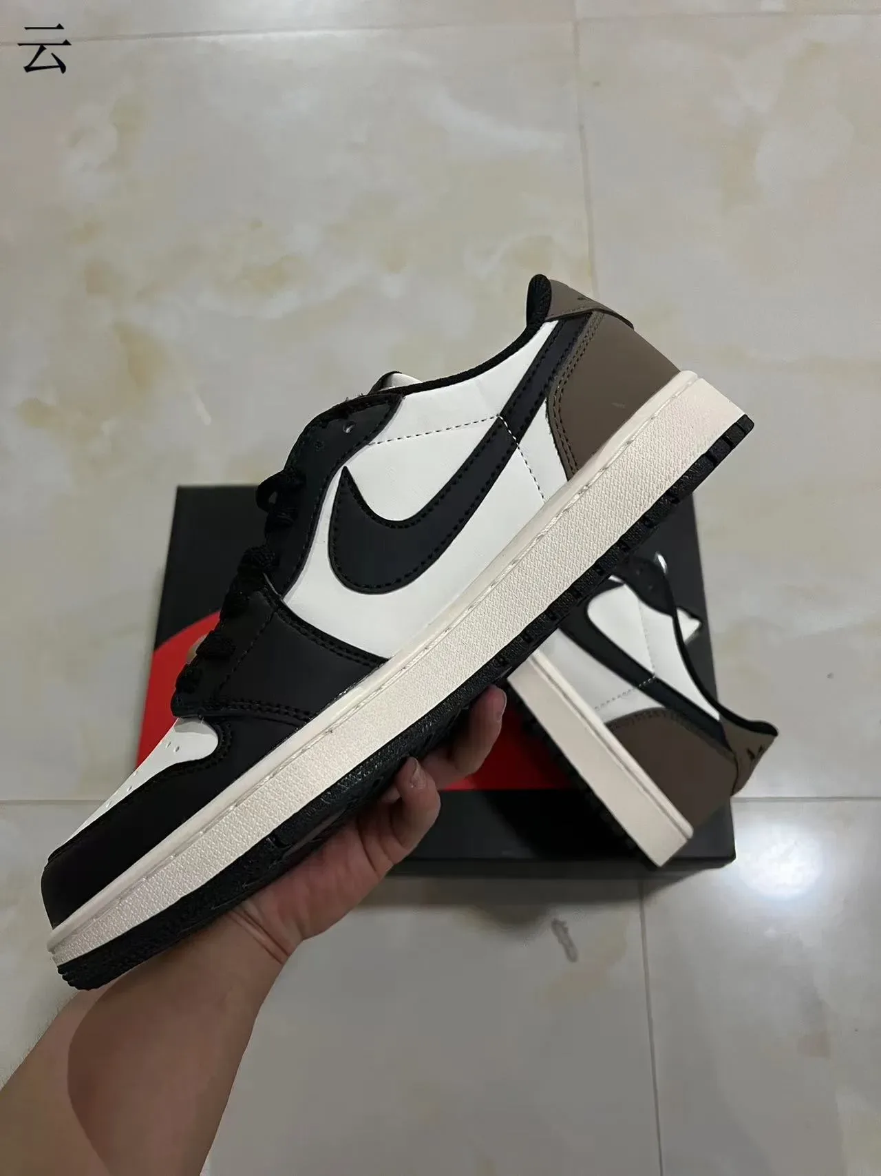 Nike Air Jordan 1 Low Black White Brown Lifestyle Sneakers 5