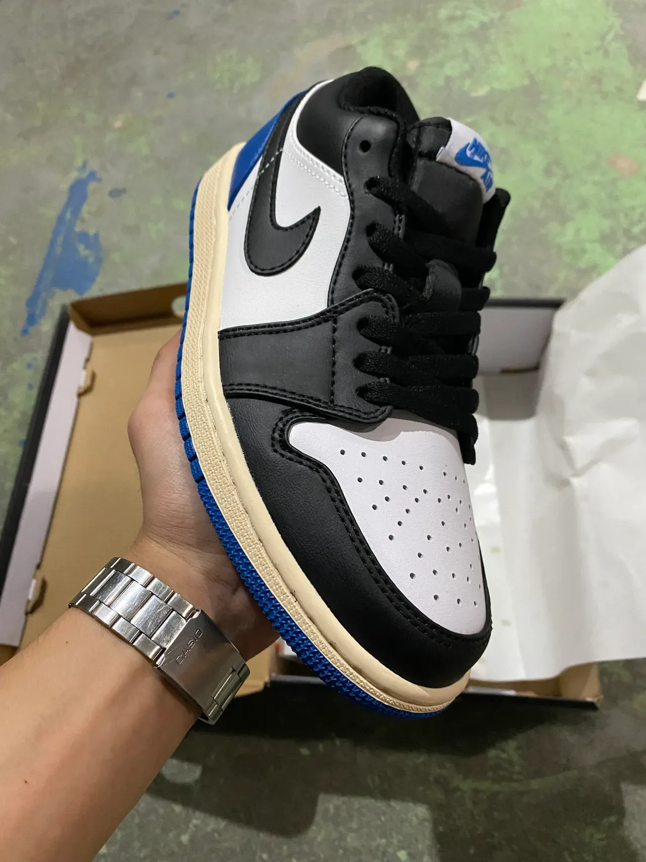 Nike Air Jordan 1 Low Black White Royal Blue Lifestyle Sneakers 2