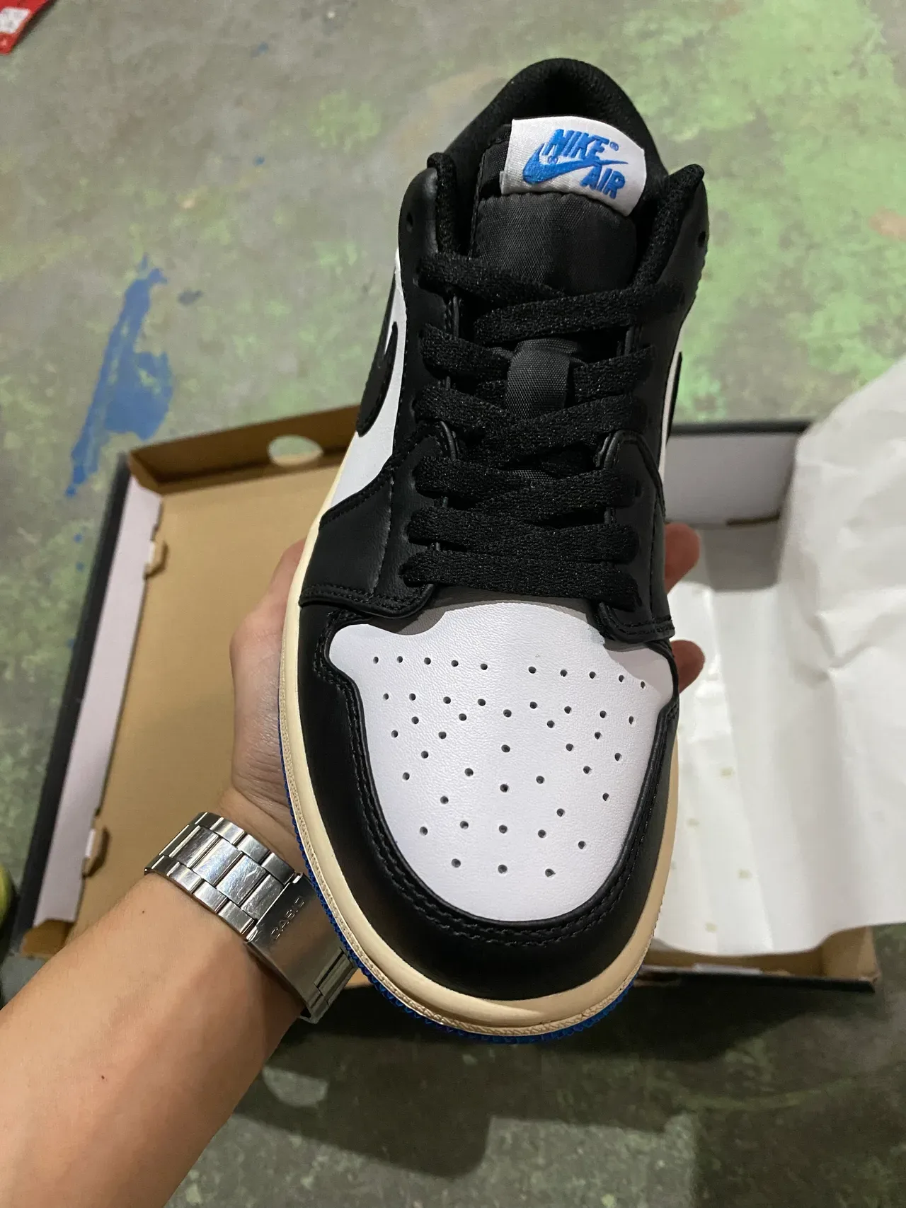 Nike Air Jordan 1 Low Black White Royal Blue Lifestyle Sneakers 3