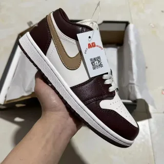Nike Air Jordan 1 Low Burgundy and White Lifestyle Sneakers