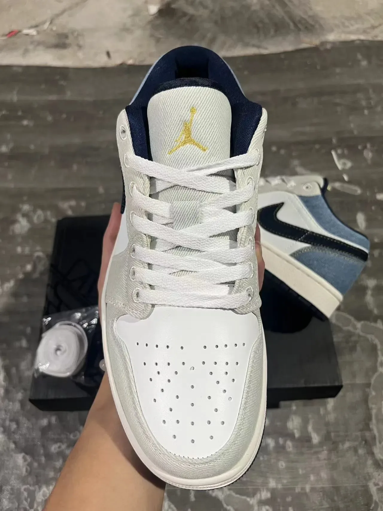 Nike Air Jordan 1 Low Denim Paneled Lifestyle Sneakers 3