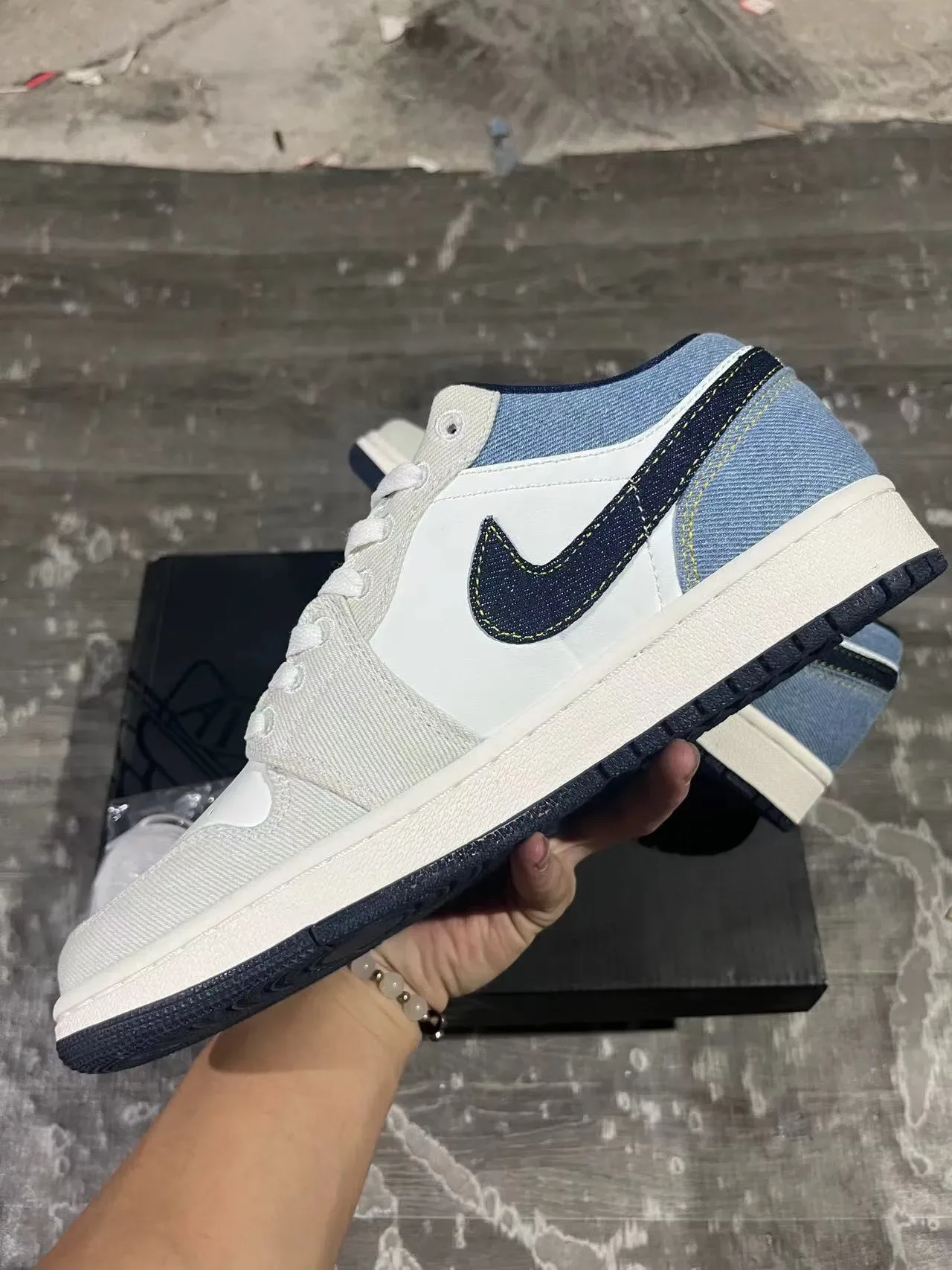 Nike Air Jordan 1 Low Denim Paneled Lifestyle Sneakers 5
