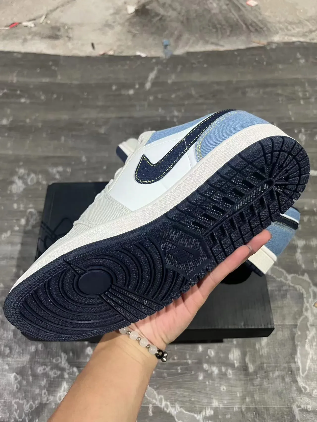 Nike Air Jordan 1 Low Denim Paneled Lifestyle Sneakers 6