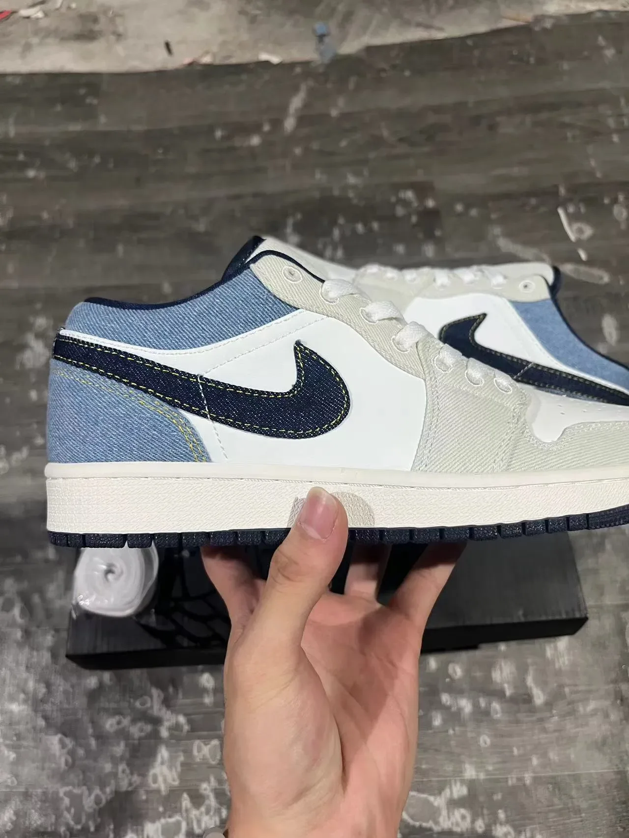 Nike Air Jordan 1 Low Denim Paneled Lifestyle Sneakers 7