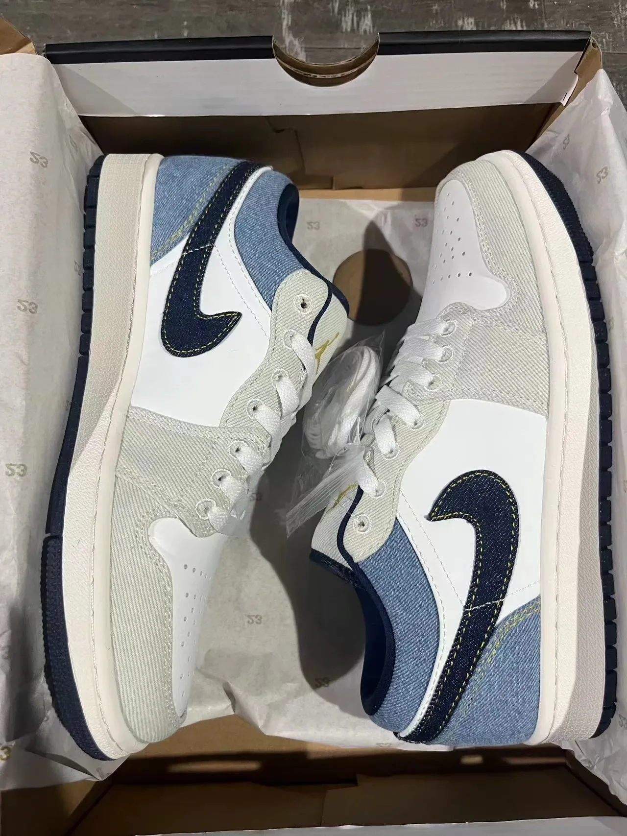 Nike Air Jordan 1 Low Denim Paneled Lifestyle Sneakers 9