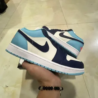 Nike Air Jordan 1 Low Light Blue Navy White Lifestyle Sneakers