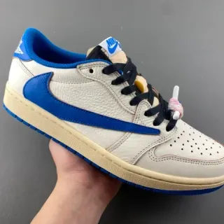 Nike Air Jordan 1 Low Off-White and Royal Blue Lifestyle Sneakers