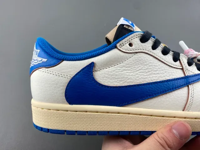 Nike Air Jordan 1 Low Off-White and Royal Blue Lifestyle Sneakers 3
