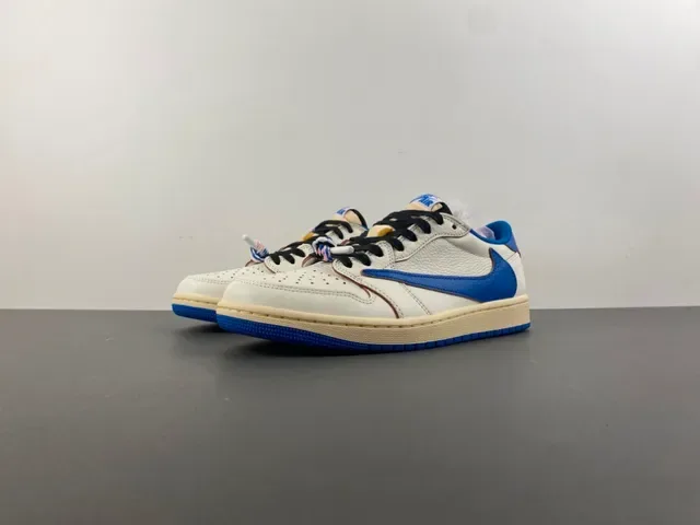 Nike Air Jordan 1 Low Off-White and Royal Blue Lifestyle Sneakers 11