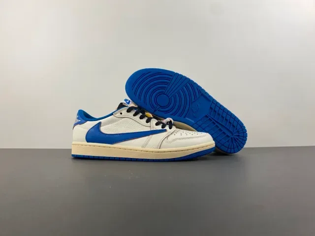 Nike Air Jordan 1 Low Off-White and Royal Blue Lifestyle Sneakers 13