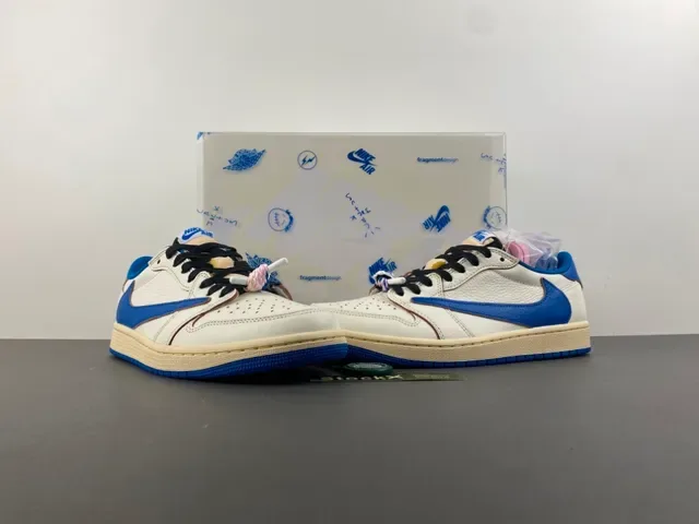 Nike Air Jordan 1 Low Off-White and Royal Blue Lifestyle Sneakers 14