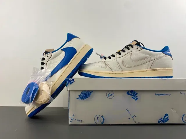 Nike Air Jordan 1 Low Off-White and Royal Blue Lifestyle Sneakers 15