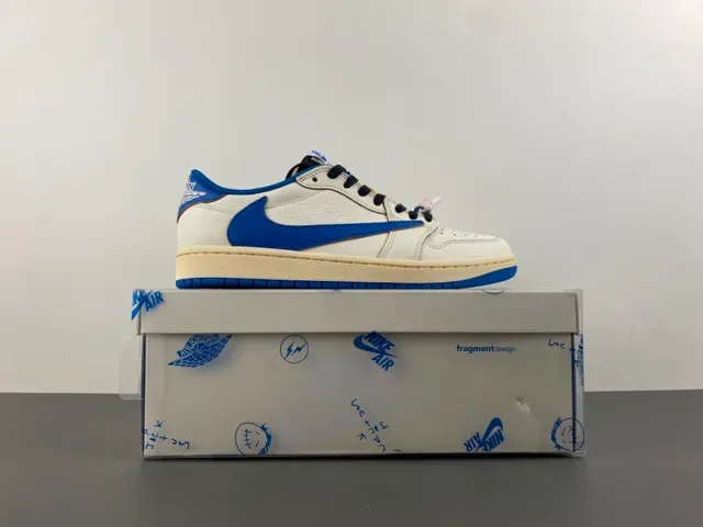 Nike Air Jordan 1 Low Off-White and Royal Blue Lifestyle Sneakers 16