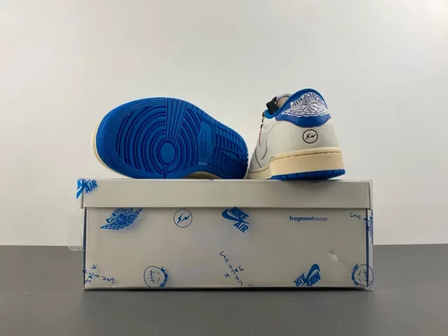 Nike Air Jordan 1 Low Off-White and Royal Blue Lifestyle Sneakers 17