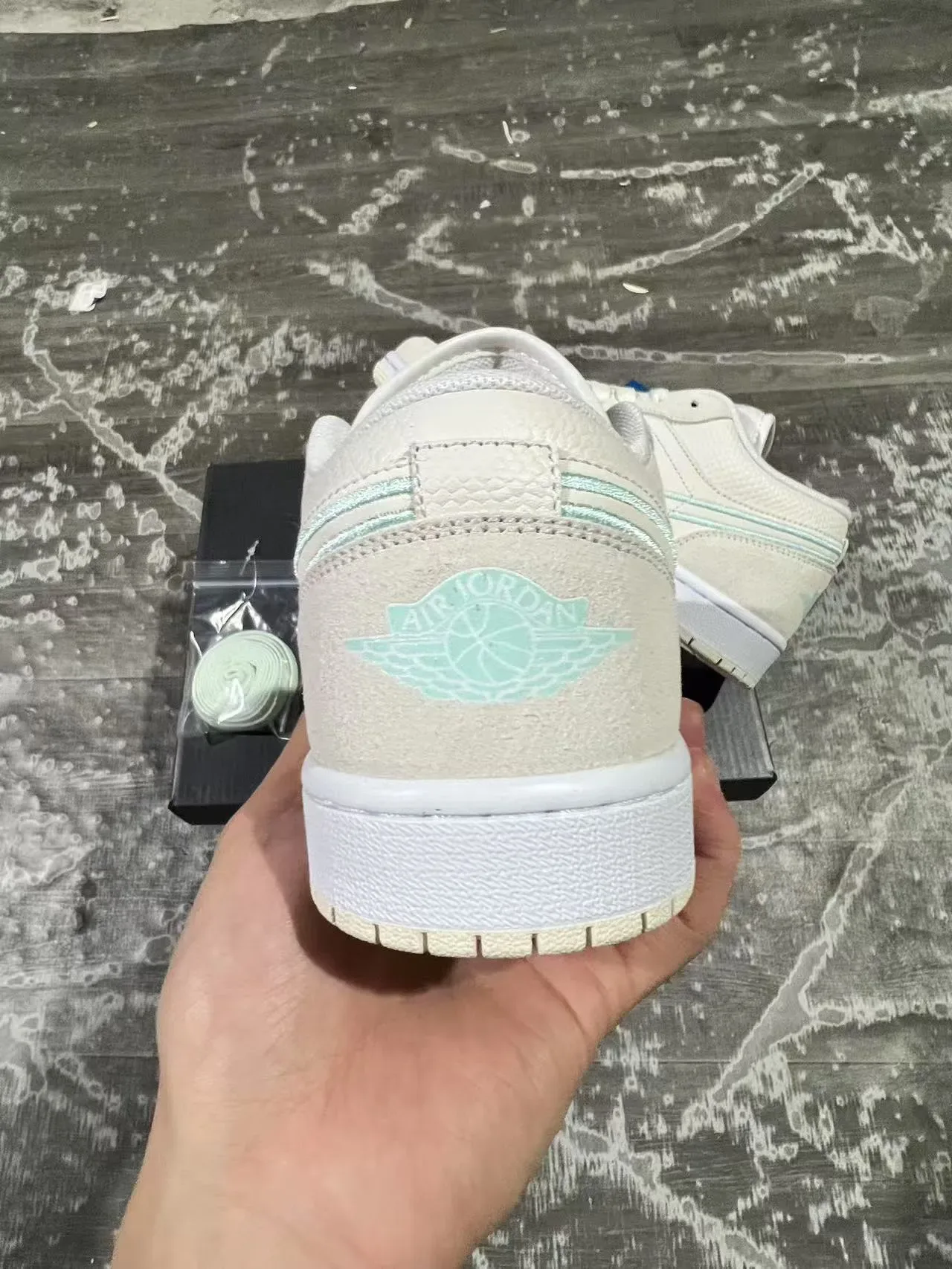 Nike Air Jordan 1 Low Off-White Mint Embroidered Lifestyle Sneakers 8
