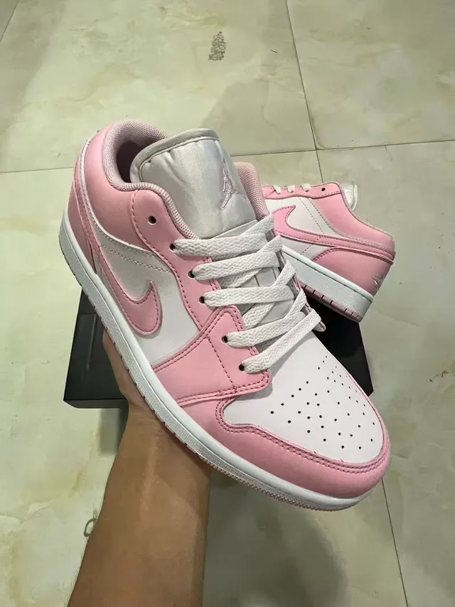 Nike Air Jordan 1 Low Pink and White Lifestyle Sneakers 2