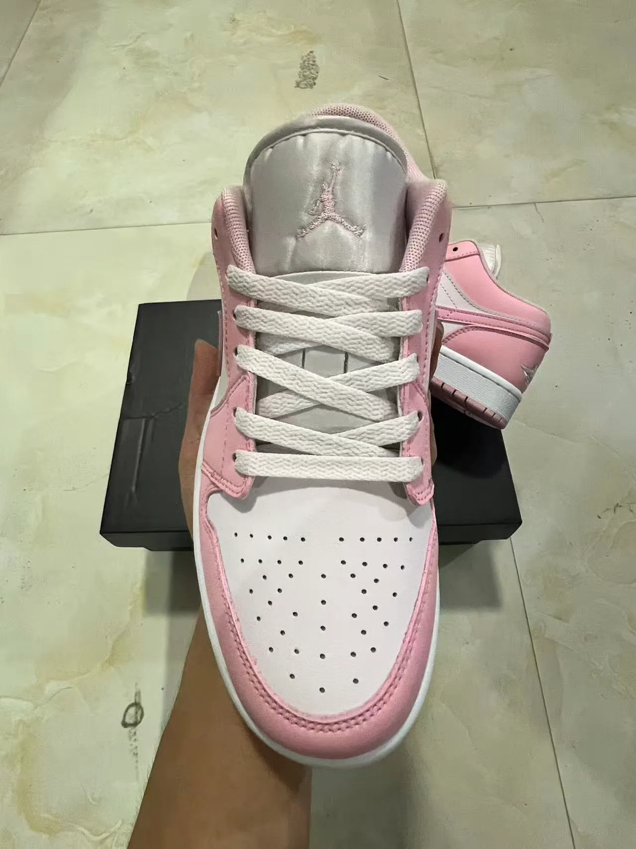 Nike Air Jordan 1 Low Pink and White Lifestyle Sneakers 3