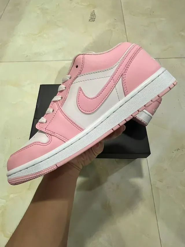 Nike Air Jordan 1 Low Pink and White Lifestyle Sneakers 5
