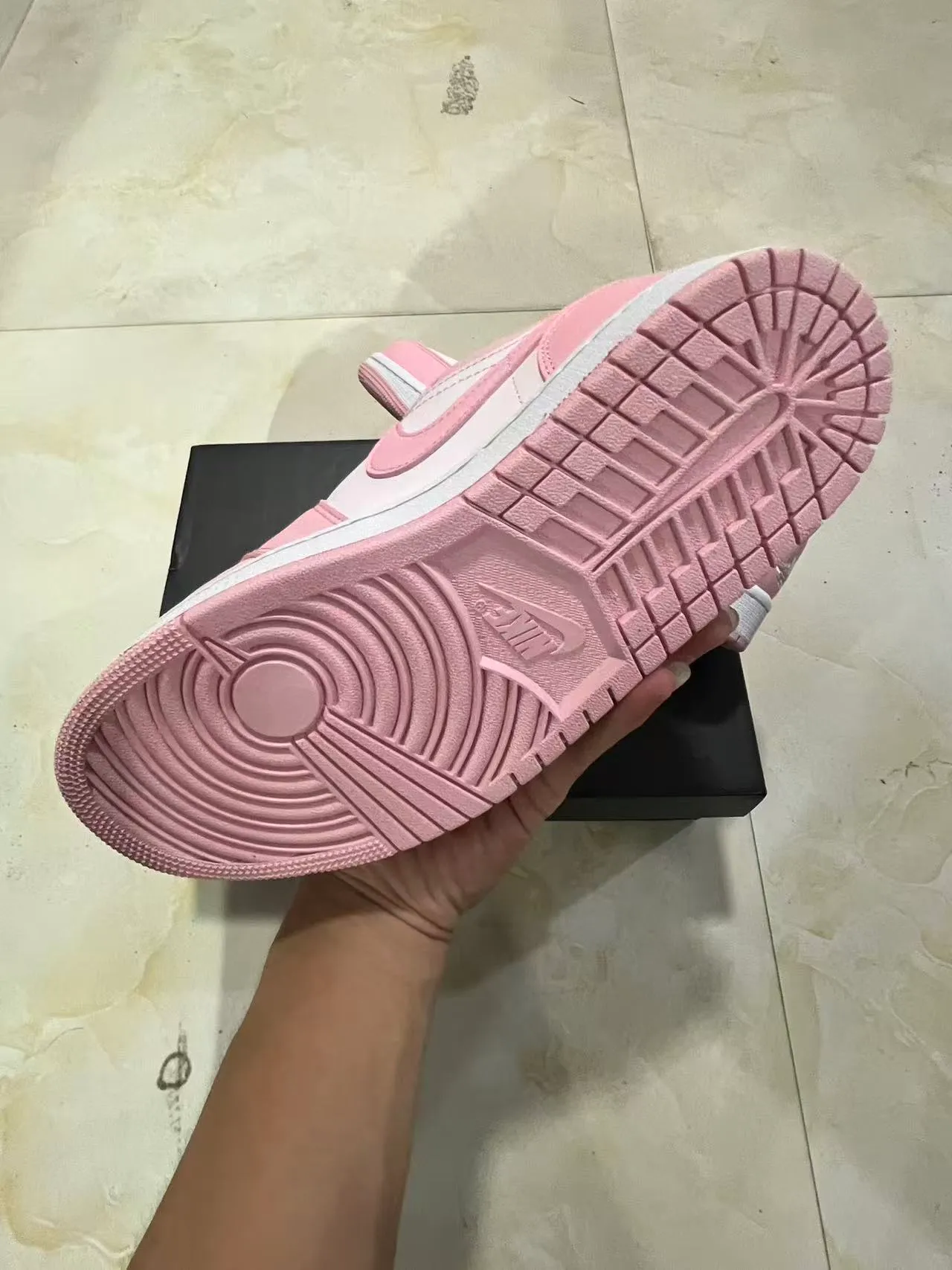 Nike Air Jordan 1 Low Pink and White Lifestyle Sneakers 6
