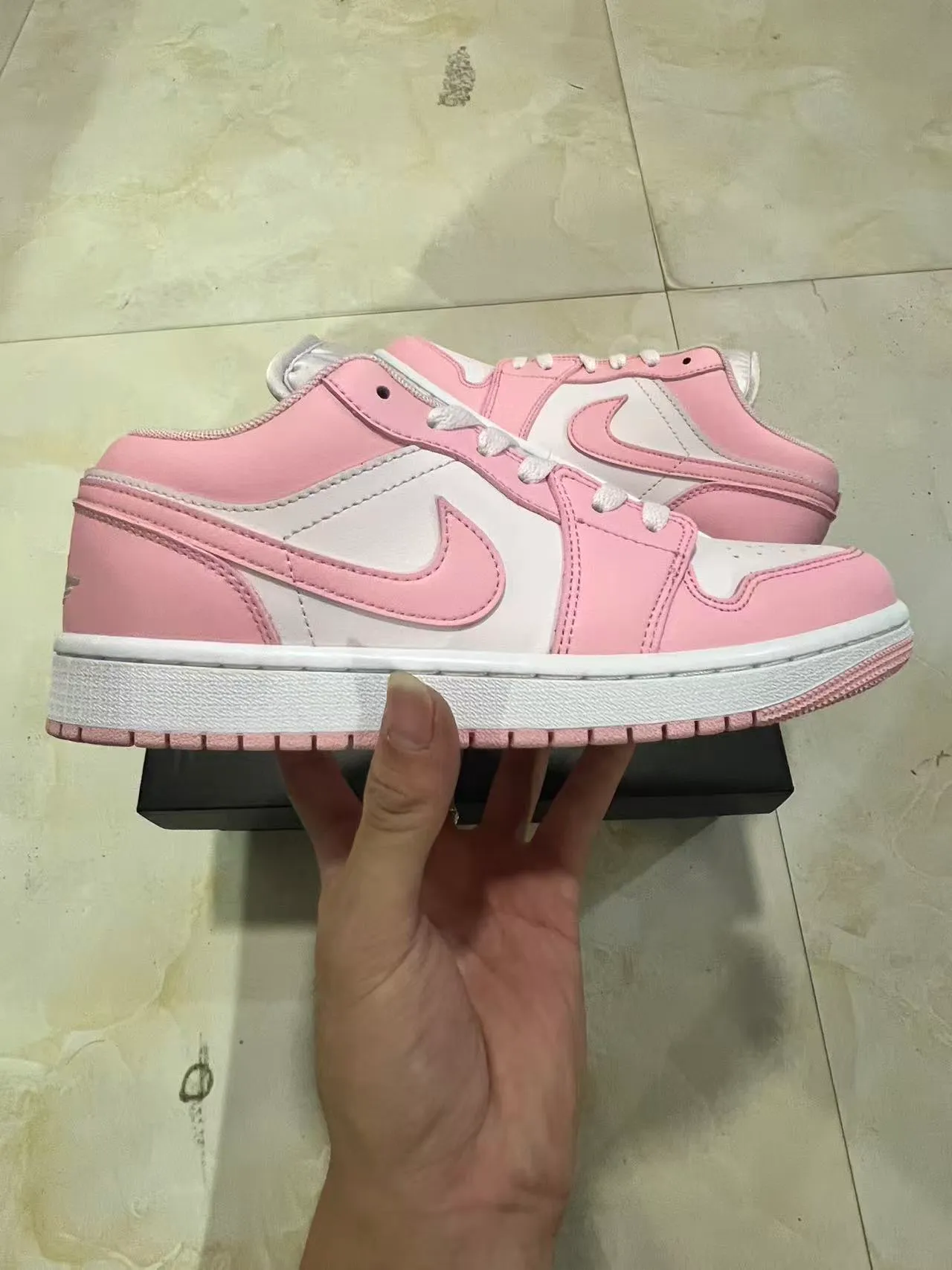 Nike Air Jordan 1 Low Pink and White Lifestyle Sneakers 7