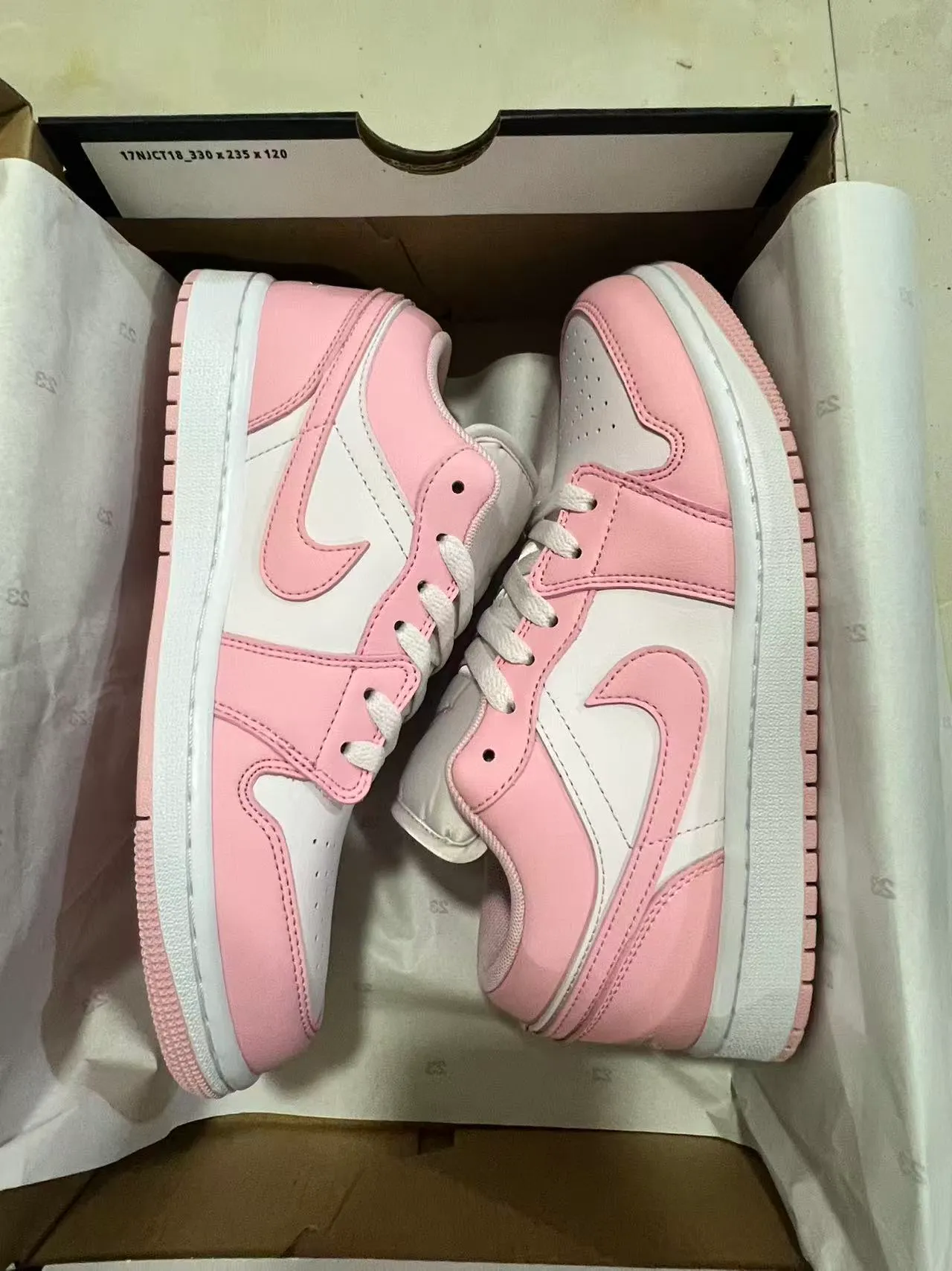 Nike Air Jordan 1 Low Pink and White Lifestyle Sneakers 9