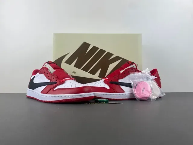 Nike Air Jordan 1 Low Red White Black Lifestyle Sneakers 12