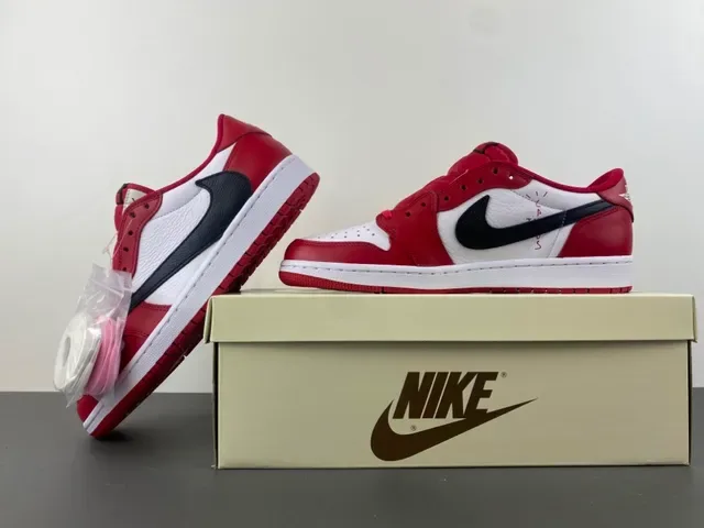 Nike Air Jordan 1 Low Red White Black Lifestyle Sneakers 15
