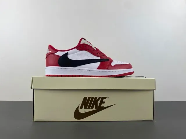 Nike Air Jordan 1 Low Red White Black Lifestyle Sneakers 16