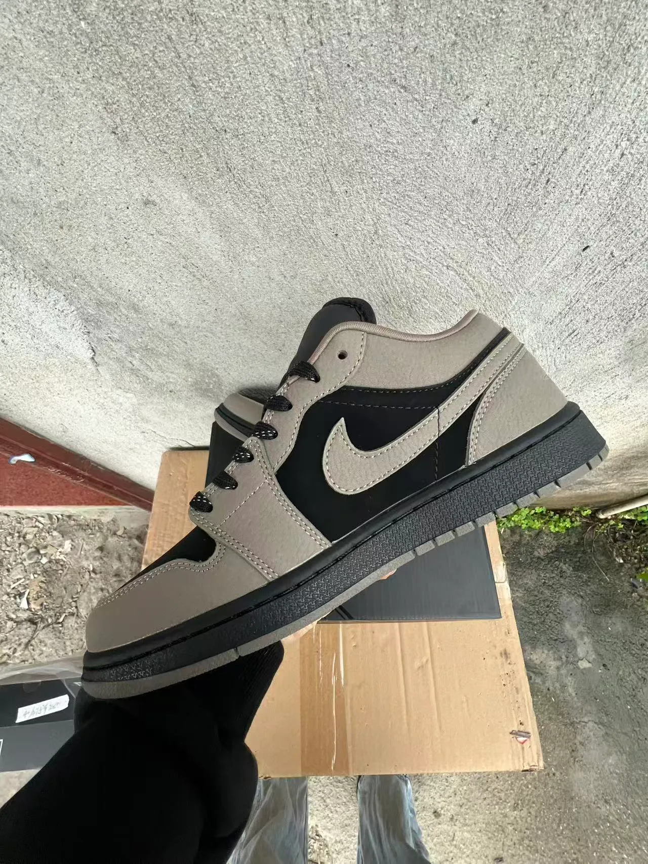 Nike Air Jordan 1 Low Taupe Black Lifestyle Sneakers 5
