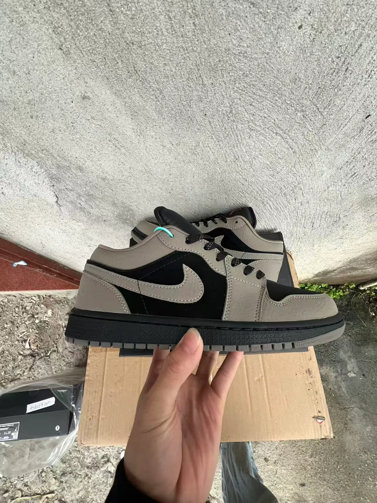 Nike Air Jordan 1 Low Taupe Black Lifestyle Sneakers 7