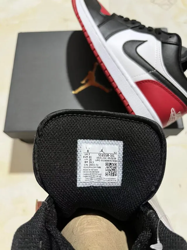 Nike Air Jordan 1 Low University Red Black White Lifestyle Sneakers 9
