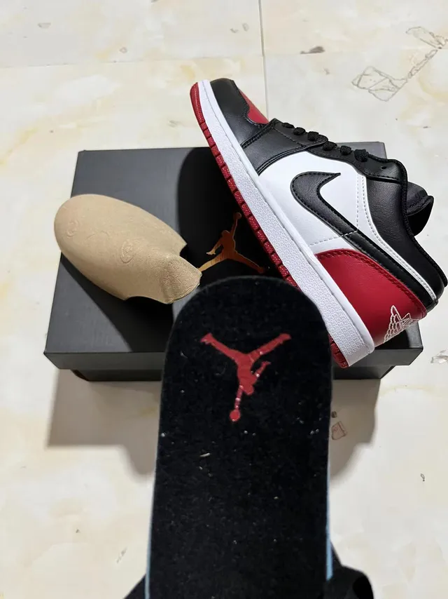 Nike Air Jordan 1 Low University Red Black White Lifestyle Sneakers 10