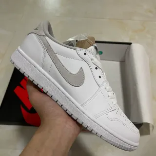 Nike Air Jordan 1 Low White and Light Gray Lifestyle Sneakers