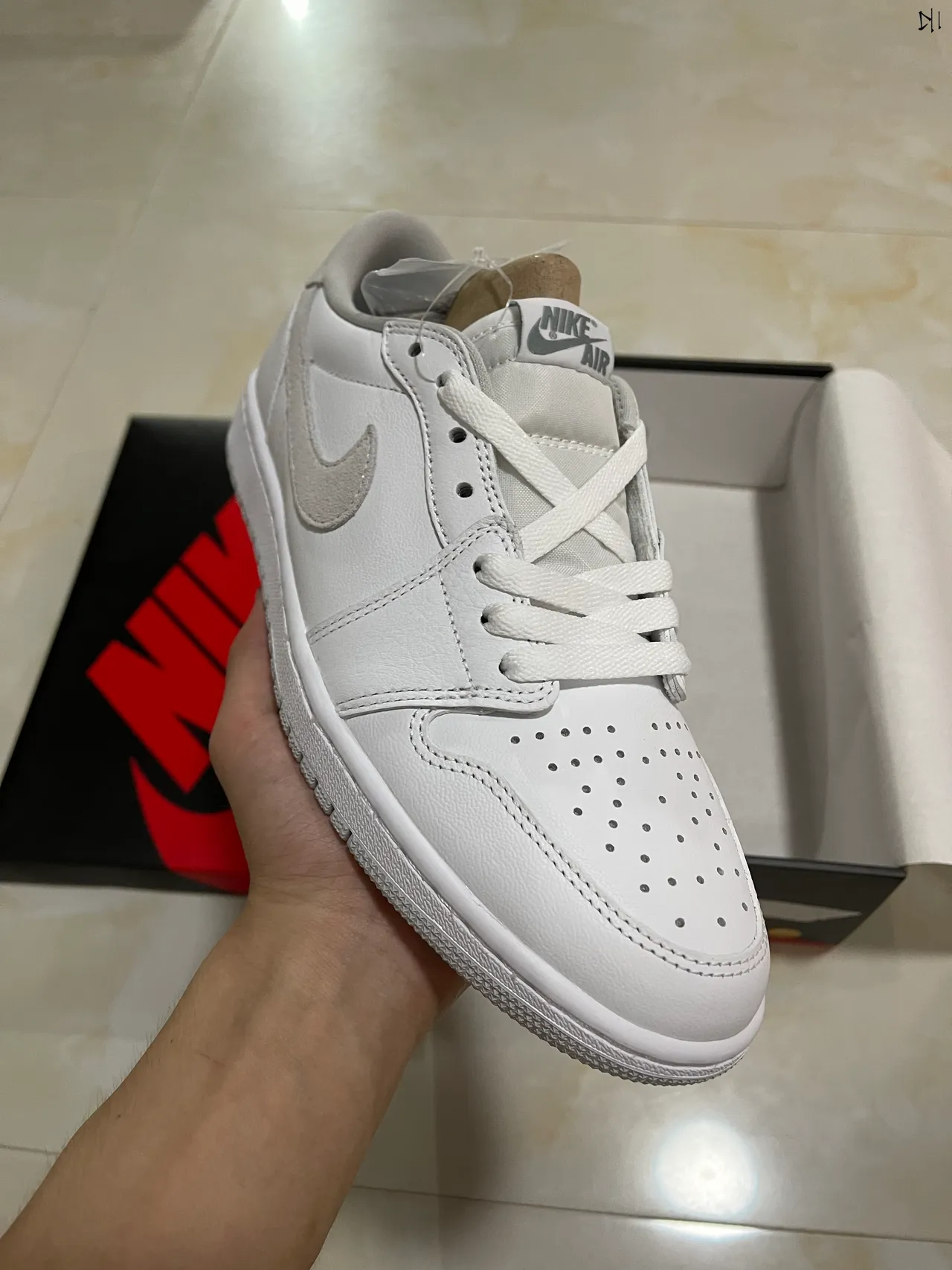 Nike Air Jordan 1 Low White and Light Gray Lifestyle Sneakers 2
