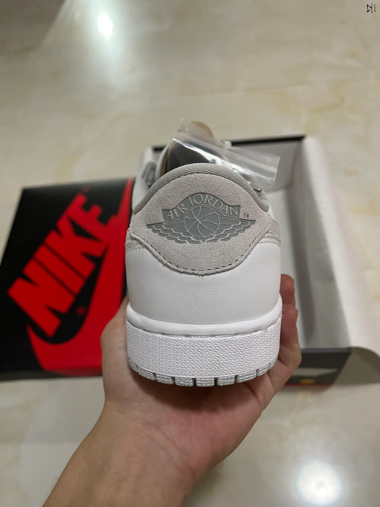 Nike Air Jordan 1 Low White and Light Gray Lifestyle Sneakers 7