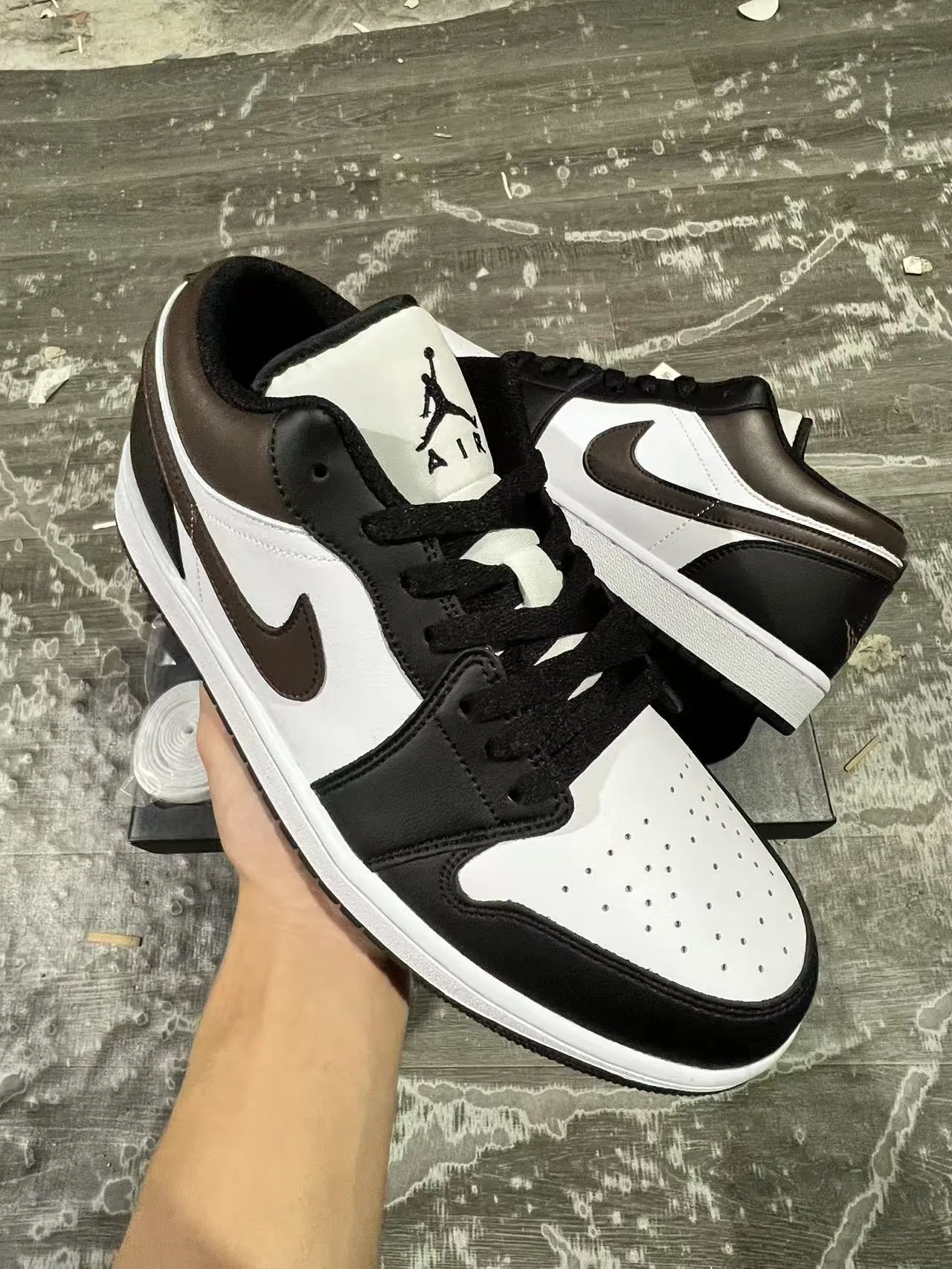 Nike Air Jordan 1 Low White Black Brown Lifestyle Sneakers 2