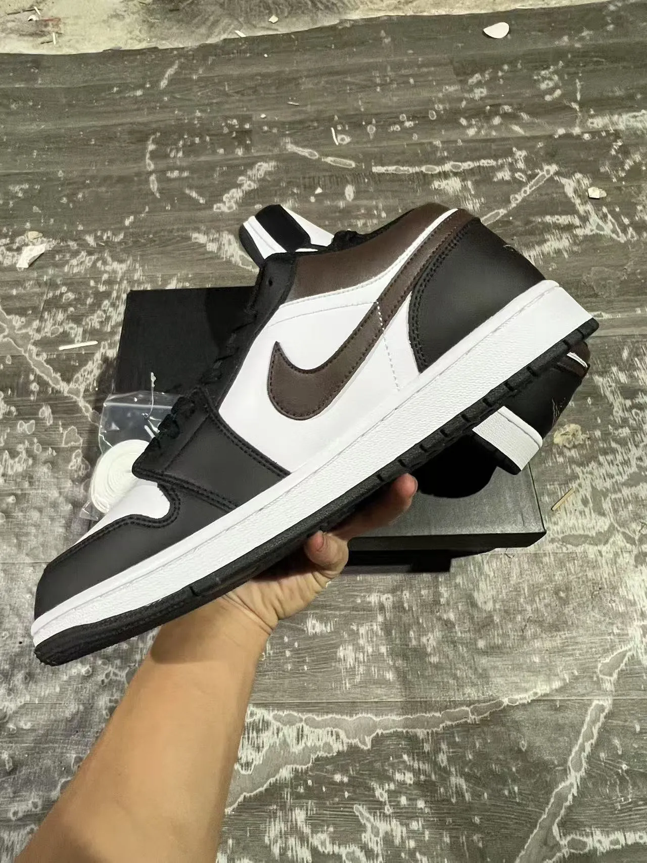 Nike Air Jordan 1 Low White Black Brown Lifestyle Sneakers 5