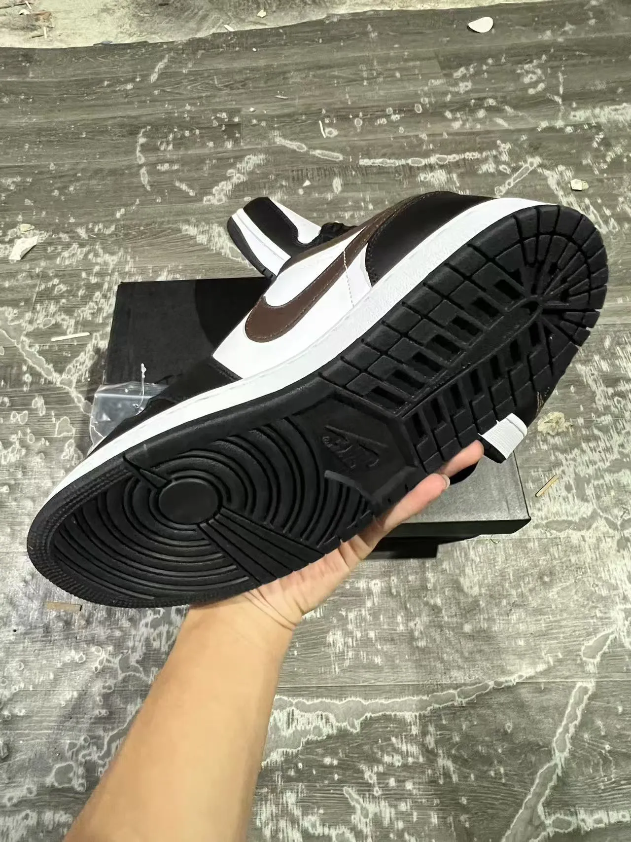 Nike Air Jordan 1 Low White Black Brown Lifestyle Sneakers 6