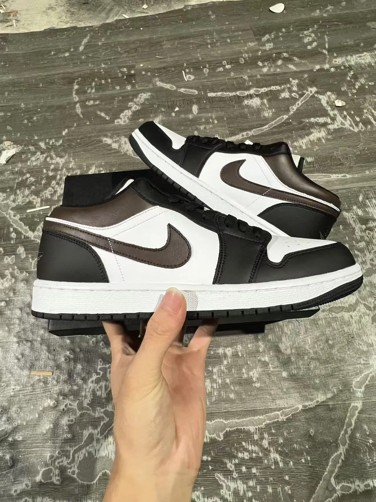 Nike Air Jordan 1 Low White Black Brown Lifestyle Sneakers 7