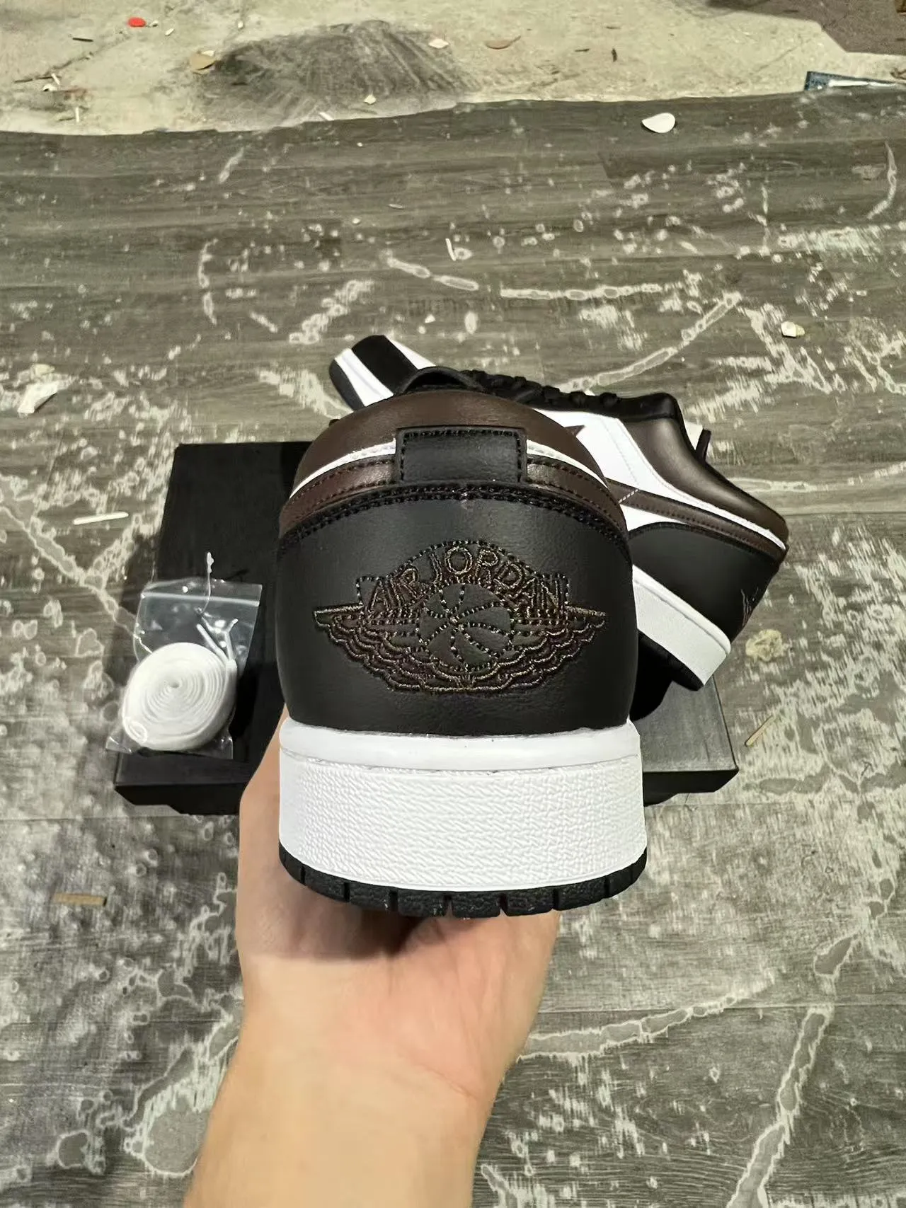 Nike Air Jordan 1 Low White Black Brown Lifestyle Sneakers 8